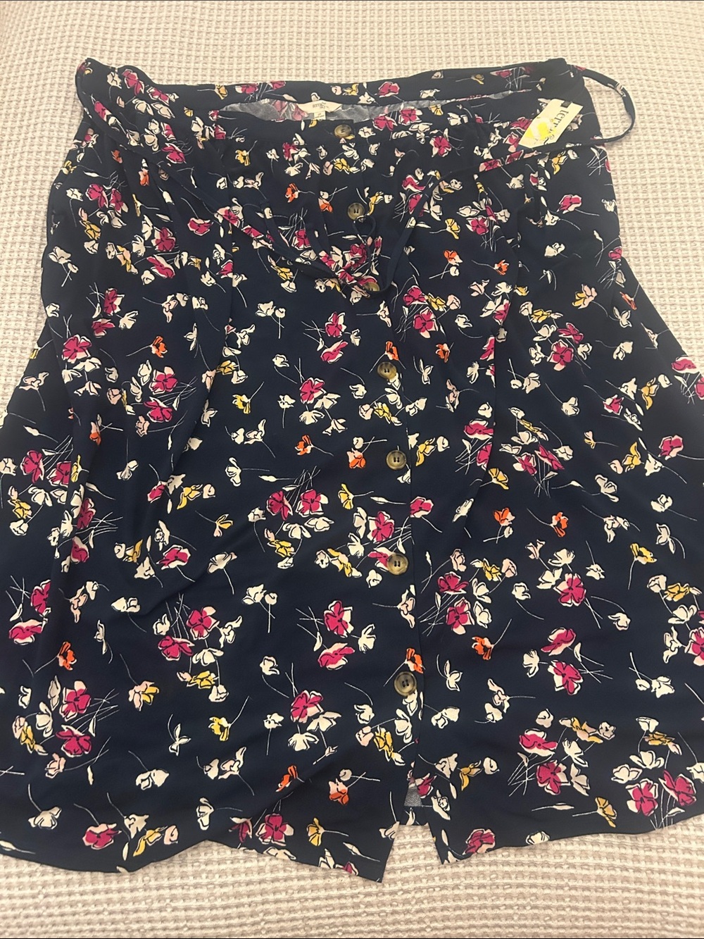 Terra & Sky Black Skirt with Pink, Yellow & Orange Floral Print